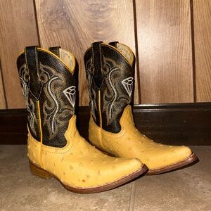 White Diamonds brown made in mexico ostrich leather cowboy boots toddler 9